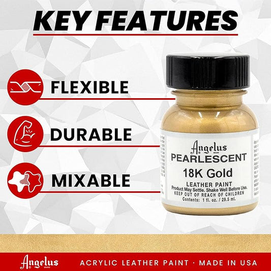 Angelus Pearlescent Leather Paint, 18K Gold