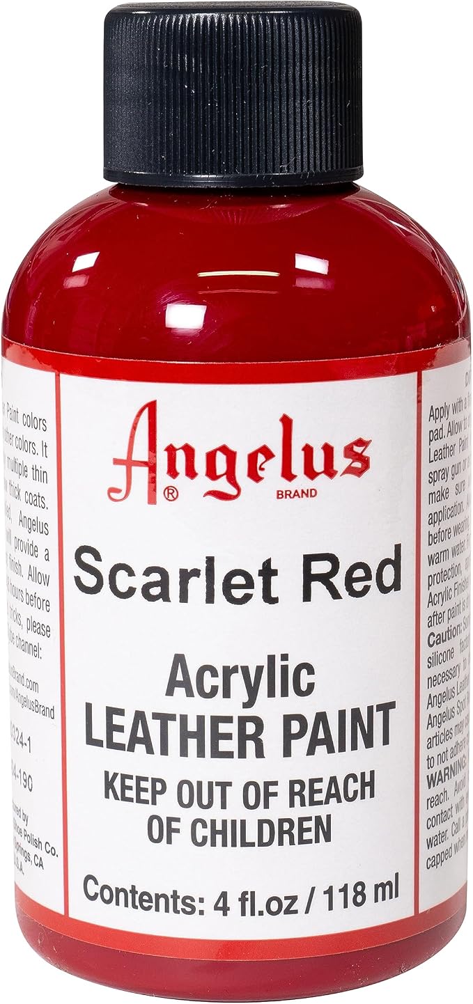 Angelus Acrylic Leather Paint, 4 Fl Oz (Pack of 1), Scarlet
