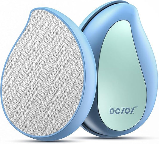 BEZOX Glass Foot File Callus Remover – Professional Foot Scrubber for Dead Skin & Cracked Heels – Premium Pedicure Tools for Travel with Protective Cover - Blue
