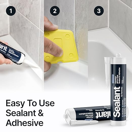 Crystal Clear Construction Sealant & Adhesive All-in-One Hybrid Polymer | Superior to Silicone Bathroom Caulk Sealant | Waterproof, Odorless, Paintable Caulk | Kitchen Bathroom Outdoor 300 ml 1 Pack