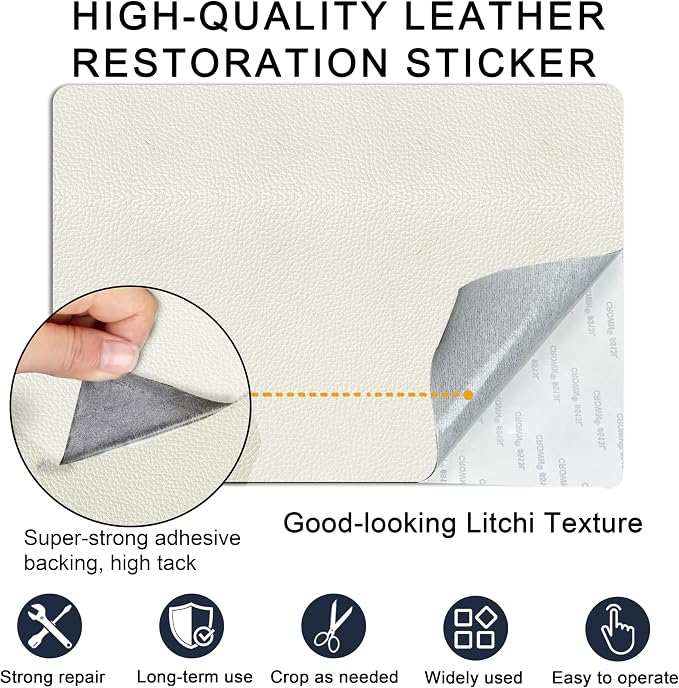 Self Adhesive Leather Repair Patch,8x12 inch Vinyl Repair Kit,Leather Repair Kit for Furniture,Car Seat,Couch,Office Chair,2 Pcs Beige
