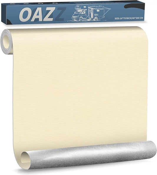 OAZ 16 x 79 inch Canvas Repair Patches Canvas Fabric Patch Self-Adhesive Fabric Repair Tape Waterproof Outdoor Gear Patch Kit for Boat Cover Awning Sofa Chair Couch Tent Bag (Beige)