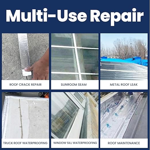 Adhes Butyl Sealing Tape 8 inch x 33feet x 4Rolls, Waterproof Rubber Adhesive Repair Tape for Roof, Window, RV, Pipe, Gutter & Leak Fixing – Weatherproof & UV Resistant