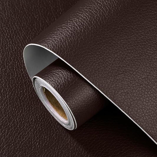Leather Repair Patch 15.7x40 inch Large Self-Adhesive Vinyl DIY Leather Repair Kit for Sofa Car Seats Chairs Shoes Bags Damaged Furniture (Deep Brown)
