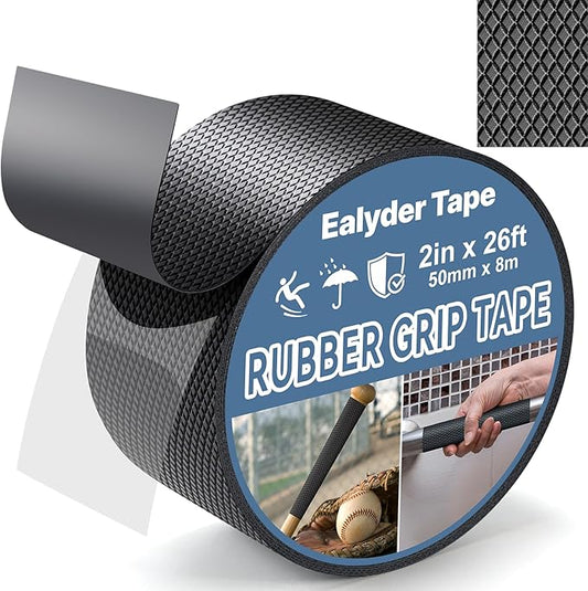 2 Inch x 26 FT Rubber Grip Tape, Black Ultra-Thin Strong Adhesive Anti-Slip for Handles, Home Use, Waterproof Wear-Resistant Heat Resistant Grip Tape, Comfortable in Hands