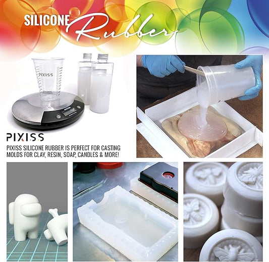 Pixiss Silicone Mold Making Kit Liquid Silicone Rubber Bubble Free Translucent Clear Mold Making Silicone-Mixing Ratio 1:1-Molding Silicone for Resin Molds,Silicone Molds DIY(21.16oz)
