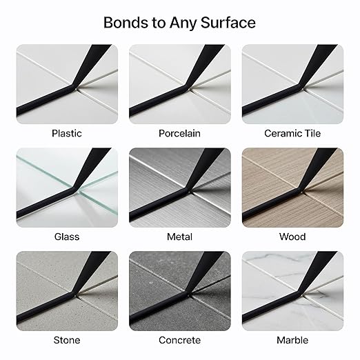 Jet Black Construction Sealant & Adhesive All-in-One Hybrid Polymer | Superior to Silicone Bathroom Caulk Sealant | Waterproof, Odorless, Paintable Caulk | Kitchen Bathroom Outdoor 300 ml 1 Pack