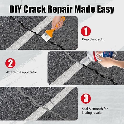 Cement Crack Sealant, Concrete Crack Filler, Flexible & Weather-Resistant Caulking Glue, Waterproof Concrete Repair for Driveways, Sidewalks, Walls, and Foundations (8 Pack)