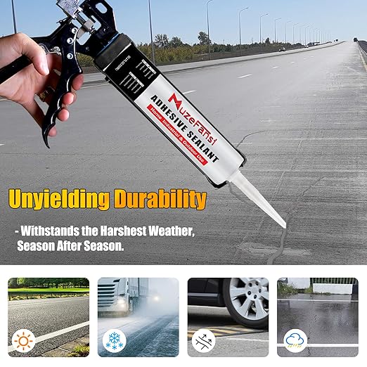 6 Pack Concrete Crack Filler, Concrete Crack Repair Sealant Gray, Self-Leveling Waterproof Joint Filler for Expansion Joints & Horizontal Cracks (10.1 fl oz, 6 Pack)