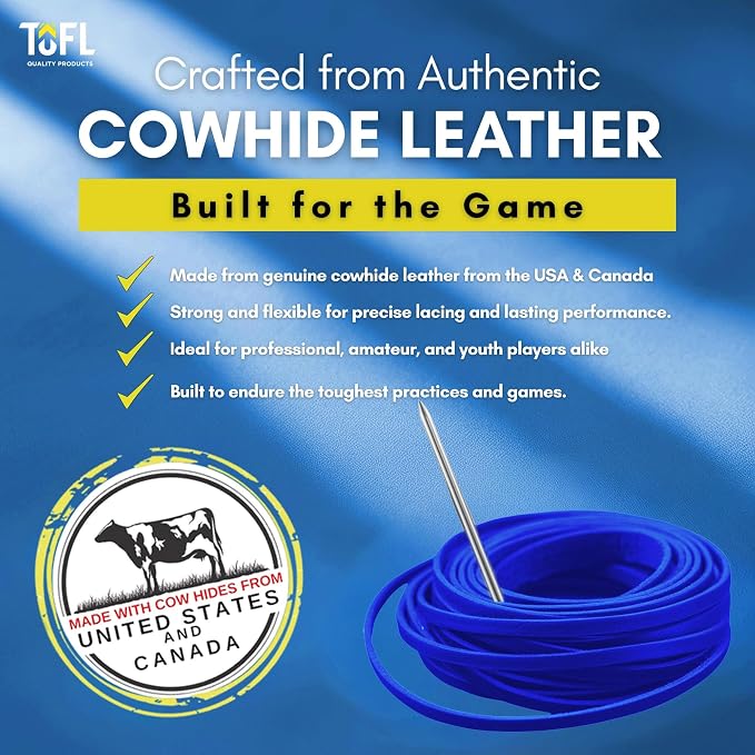 TOFL Softball and Baseball Glove Lace Kit | Mitt Lace Glove Repair Lacing Kit | 2 Leather Laces with Lacing Needle for Catchers Glove
