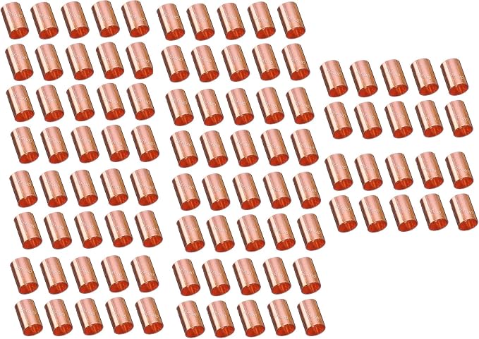EZ-FLUID Plumbing (Pack of 100) 1" C X C LF Copper Slip Coupling Pressure Copper Fitting Without Stop,Sweat Solder Connection for Residential,Commercial.
