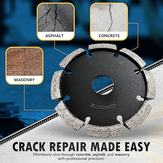 4" Diamond Crack Chaser Blades for Routing and Repairing Cracks in Concrete and Asphalt - 3/8" Width with a 7/8" Non-Threaded Arbor