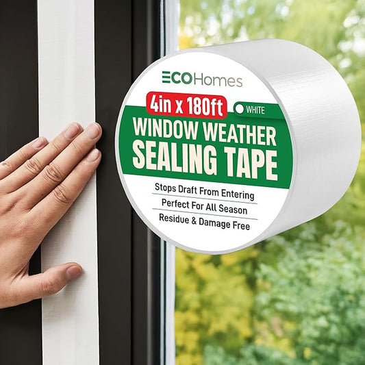 ECOHomes Window Weather Sealing Tape | Winter Weather Stripping Tape to Block Cold Drafts Through Window Gaps and AC Units, Insulation Seal and Draft Blocker for Home (4 Inch by 180 FT, White)