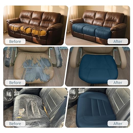 BSZHTECH Leather Repair Tape Self-Adhesive Leather Repair Patch for Couch Furniture Sofas Car Seats Advanced PU Vinyl Leather Repair Kit (Blue, 3.9X79 inch)
