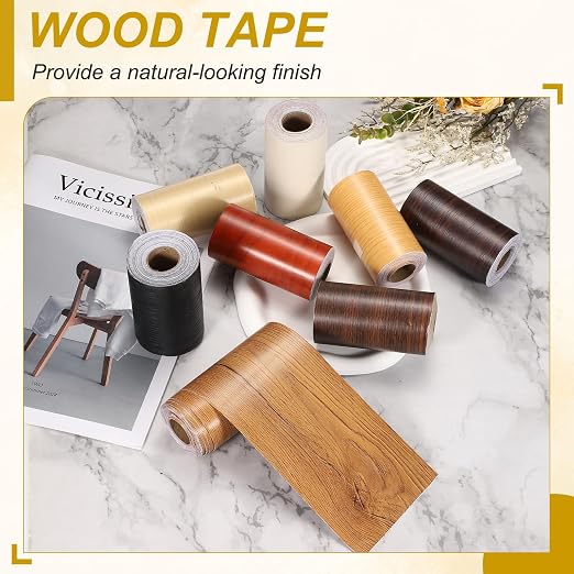 PATIKIL Wood Grain Repair Tape, 8" x 33' Self Adhesive Realistic Wood Tape with Scraper Durable Repair Patch for Furniture Floor Window Door Table DIY Home Decor, Jet Black Wood Grain