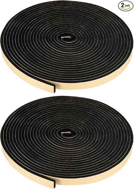 PATIKIL Foam Insulation Tape, 2Pcs 3/4" W x 1/4" t x 32.8FT Self Adhesive Weather Stripping Door Seal Strip for Door Window Air Conditioning, Black