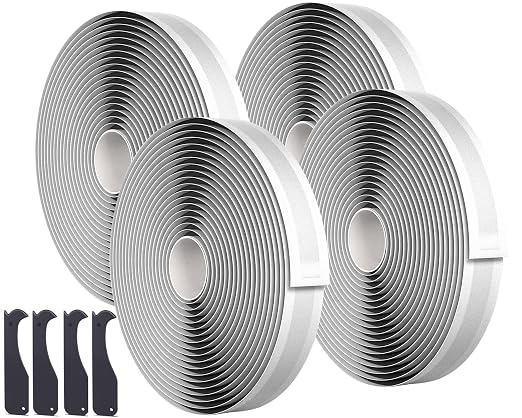 Oleitodh Black Butyl Sealant Tape – 1/2" x 80' Butyl Rubber Sealant, 4 Rolls Multi-Purpose Butyl Rope, and Putty Tape for RV Repair, Window, Boat Sealing, Glass and EDPM Rubber Roof Patching