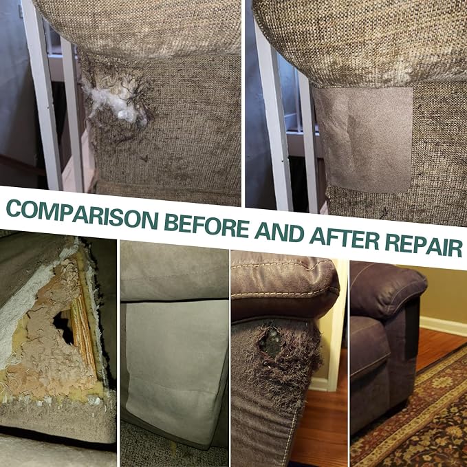 Azobur Couch Patch Repair Fabric,Microfiber Fabric, Self-Adhesive, for Sofa Repair and Upholstery, 2 Pieces, 9.5 x 11 inches (Gray)