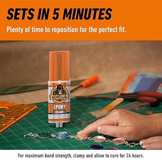 Gorilla 2 Part Epoxy, Clear Epoxy, 0.85 Ounce Syringe (Pack of 1) - 5 Minute Set, Incredibly Strong Bonding