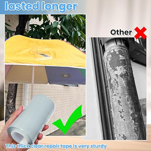 Tikfoam Waterproof Repair Tape for Fabric, Awning, RV Roof, Underbelly, Tarp, Tent, Sail and Boat Cover Outdoor Repair Patch, Heavy Duty, Clear, 6 Inch x 10FT