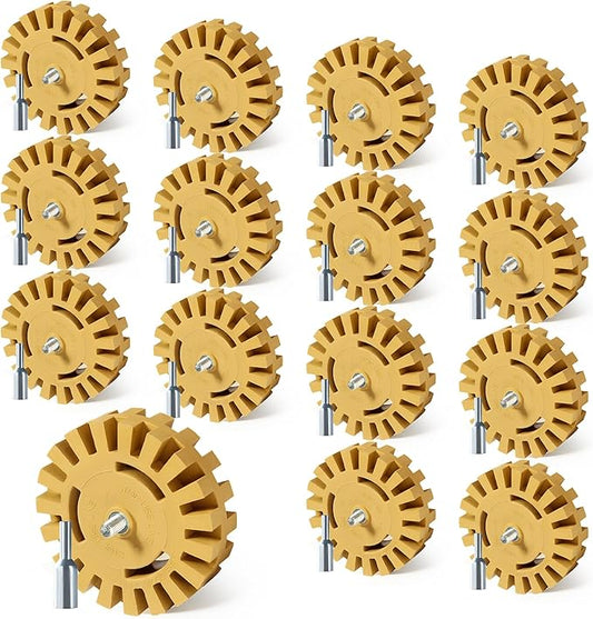 CowboyBOB 15 Pack Decal Remover Eraser Wheel Rubber Eraser Wheel for Drill Removes Car Stripes Vinyl Tapes and Graphics Rubber Eraser Wheel Tool Kit for Cars, RV, Motorcycles Sticker Remover Tool