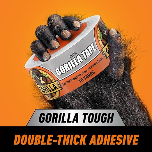Gorilla Duct Tape, 1.88 in x 10 yd, Silver (Pack of 1) - Utility, Triple Layer Strength, Indoor & Outdoor, Weather Resistant Shell