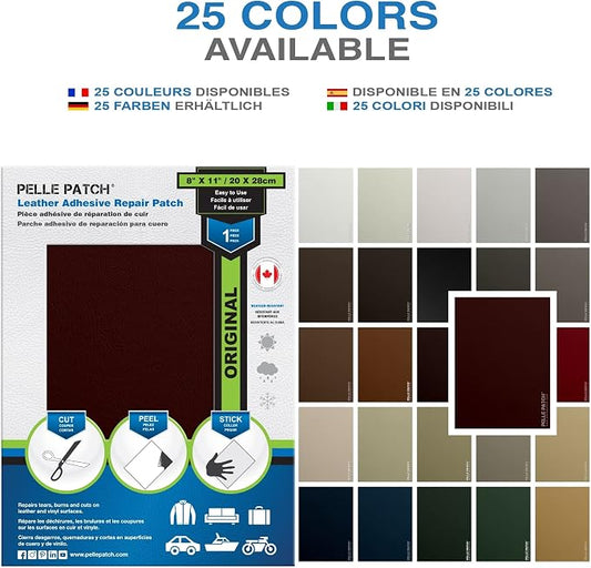 Leather Patch Tape for Furniture - 25 Colors Available - Original 8x11 - Burgundy