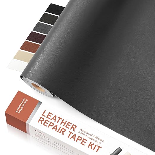 Leather Repair Tape, self-Adhesive Leather Repair Patch, for car seat Repair, Suitable for Sofas, Furniture, Seats, Strong Adhesive Leather Repair Tape (Gray, 7.87x 85in)