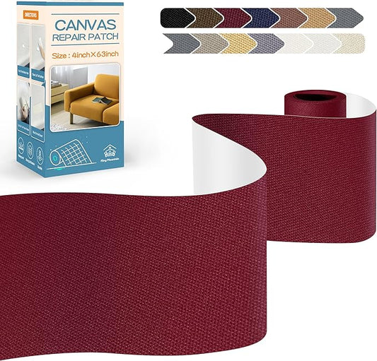KING MOUNTAIN Canvas Repair Tape,Outdoor Gear Patch, 4×63 Inches,Waterproof,Self-Adhesive for Repairing Boat Covers,Sun Shades,Sofas,Tents,Lounge Chairs,Awnings (Burgundy)