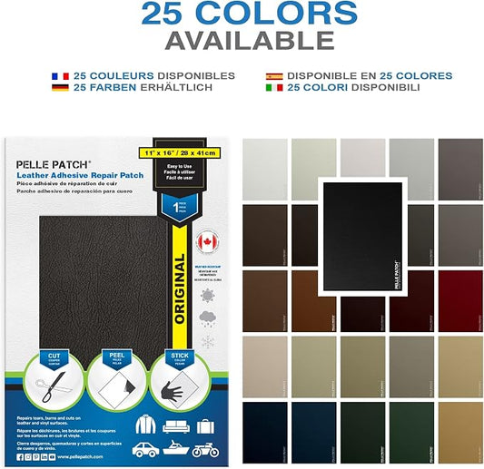 Black Leather Car Seat Repair Kit - 25 Colors Available - Original 11x16 - Black