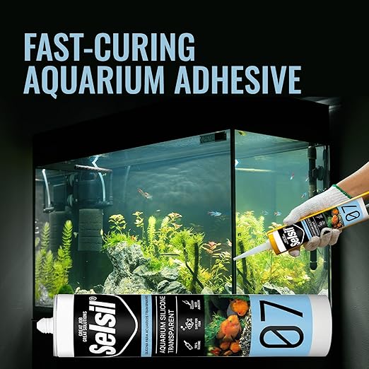 SELSIL Aquarium Silicone Clear Sealant - High Elasticity, Safe for Fish, Solvent-Free, Ozone-Resistant, Transparent 10.14 Fl Oz, 1 Pack