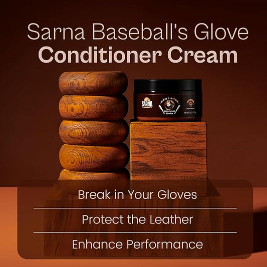 SARNA BASEBALL Glove Conditioner, Cream, 4 Oz – Break in Faster, Keep Leather Maintained – Glove Conditioner for Mitts & Softball Gear Made in USA