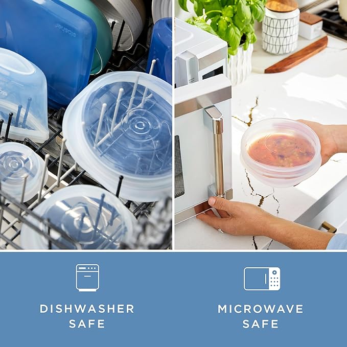 Stasher Premium Reusable Silicone Stretch Lids, Clear, 3pk of 2.5” Lids, Airtight Seal, Food Container Covers, BPA Free, Leak-free, Dishwasher Safe, Microwave Safe, Eco-Friendly