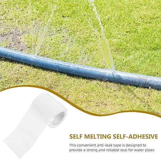 Garneck 5cm Wide Waterproof Silicone Rubber Pipe Repair Seal Tape, 1m Length X 1mm Thick Anti-Leak Adhesive Tape for Plumbing and Outdoor Leak Repair