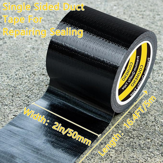Strong Adhesive Cloth Weather Stripping Tape 2in x 16.4FT Black - Weather Sealing Strip for Sliding Windows/Doors, Draft Blocker & Insulation, Soundproof Dustproof Waterproof Windproof