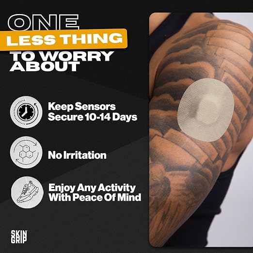 Skin Grip Adhesive Patches Compatible with Dexcom G7 & Stelo CGM – Waterproof & Sweatproof Cover for Continuous Glucose Monitor Sensor, Stays Secure for 10-15 Days – 20 Pack, Basics Design