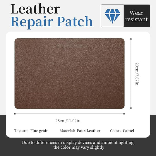 Fadoub Leather Repair Patch Tape Self-Adhesive, 8x11In Heavy Duty Vinyl Patch, Leather Repair Kit for Furniture, Sofa, Couch, Office Chair, Car Seat, Car Interior(Tan-Fine Grain)