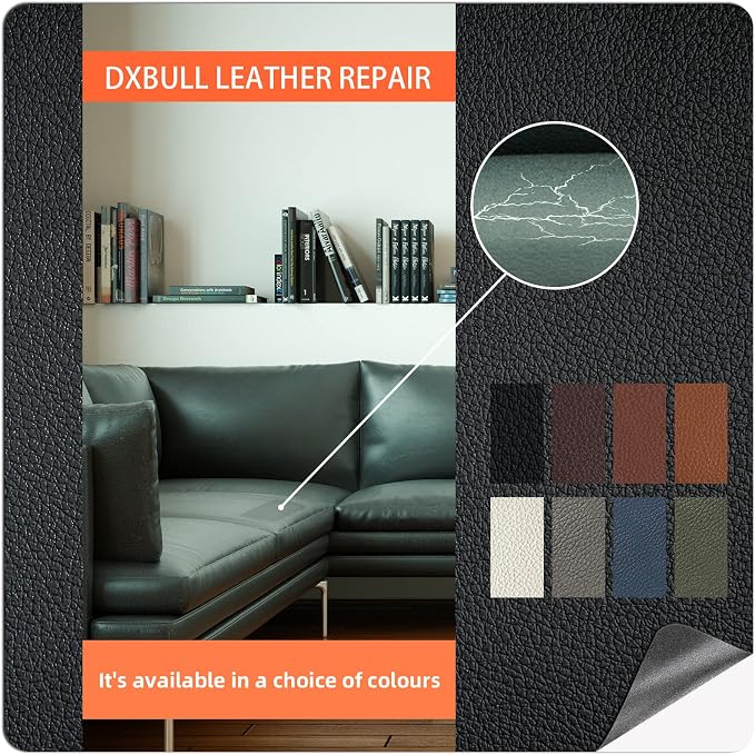 DXBULL Large Leather Repair Kit Self Adhesive Leather Tape Waterproof, DIY Leather Patch for Couches Car Seats Furniture Kitchen Cabinets Wall 47.2 x 78.7 inch (Black)