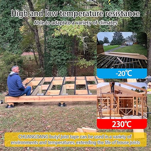 Black Decking Tape for Beam,2inx50ft,1-Pack,Black Joist Deck Tapes,Deck Tape Joist,decking,Roofs Beams,RV,Doors,and Fences,Anti-Corrosion,Weather-Resistant
