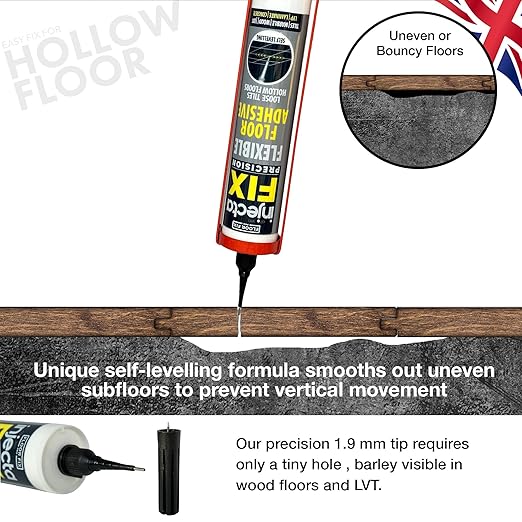 Floor-Fix Pro Injectafix Tile Repair Kit – Extra Strength Tile Adhesive for Loose & Hollow Floor Tiles, Wood, Laminate & LVT – Injection Repair Glue with Stainless Steel Precision Tip 10.1 fl oz (6)