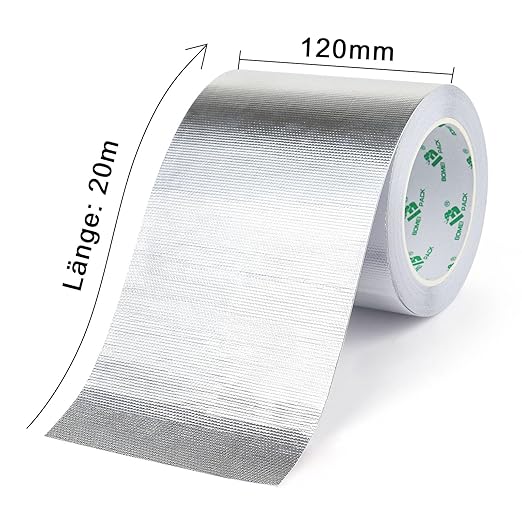 BOMEI PACK Adhesive Aluminum Foil Heat Shield Tape 1 Pack 5 inch x 66ft, Barrier Fiberglass Thermal Insulation Reflective Material High Temp Protectionn