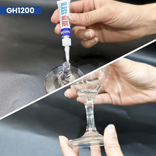 GH1200 Glass Glue Clear Repair Heavy Duty (5g x 5 PCs) Stain & Spot Free, with Fast Setting, Super Glue for Glass, Bowls, Articrafts, Crystals & More