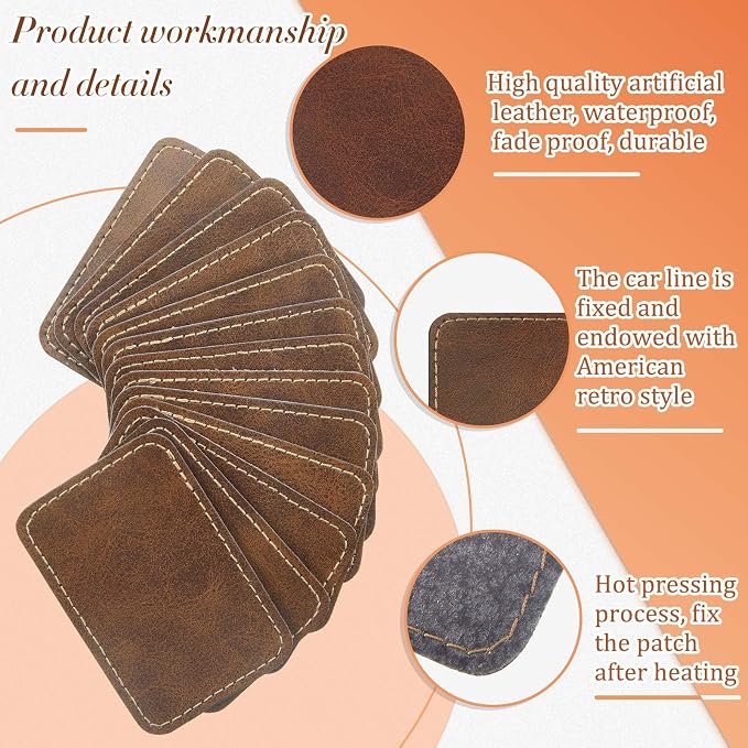 Dunzy 60 Pcs Leather Hat Patches Blank Leatherette Hat Patch with Adhesive Rectangle Laserable Leatherette Patch for Hats Custom Fabric Sew Laser Engraving DIY(Antique Gold,3.5 x 2.5 Inch)