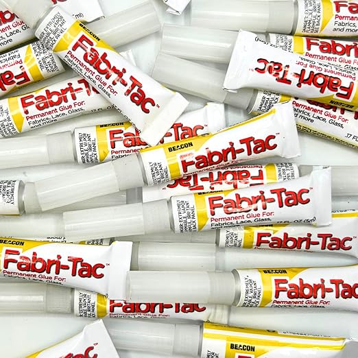 BEACON Fabri-Tac Minis Premium Fabric Glue - Quick Drying, Crystal Clear, Permanent - for Fabrics, Canvas, Lace, Wood and More, .17-Ounce, 3-Pack