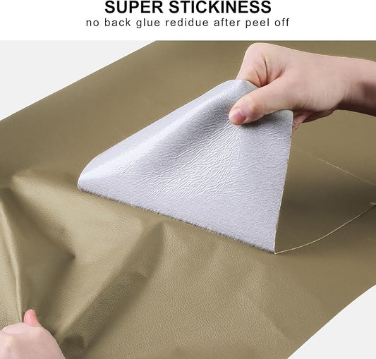 YAFLC Leather Repair Patch for Furniture, 17" x 79" Self Adhesive Leather Repair Kit Vinyl Repair Tape for Car Seat Sofa Jackets Couches Chair Medium Beige