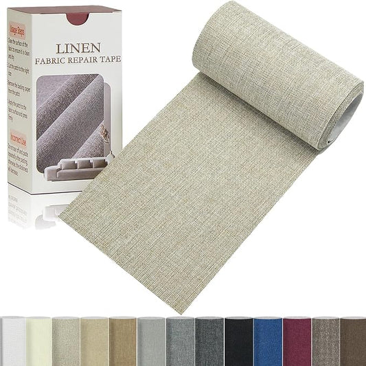 Gheeidau Linen Repair Tape 4x70 Inch Self-Adhesive Couch Patch Repair Fabric Patch for Furniture,Sofas,Cushion,Chairs,Bags,Linen Goods(Oatmeal)