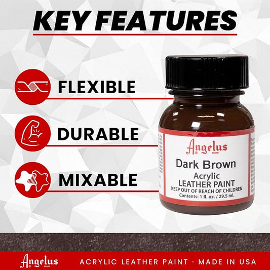 Angelus Acrylic Leather Paint For Shoes, Sneakers, Leather, Canvas, Furniture, and More - 1 fl oz, Dark Brown