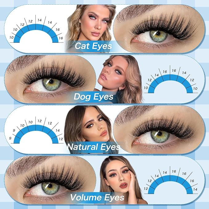 KEVKEV Lash Clusters Volume Eyelash Clusters 9-16mm Thick Individual Lashes 280pcs D Curly Cluster Eyelash Extensions Soft DIY Lash Extension At Home(0.07D，40D+50D)