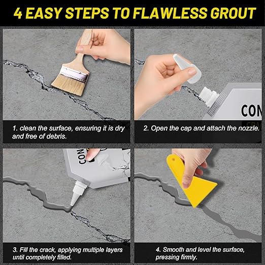 Concrete Crack Filler, Cement Crack Filler Outdoor, Waterproof Repair Sealant, Quick-Drying Sealing Adhesive, for Driveway, Walkway, Patio, Joint (3)