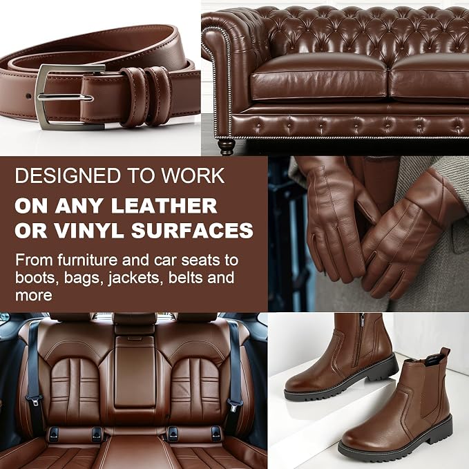 STARTSO WORLD 200Ml Leather Recoloring Balm with 100ML Leather Conditioner, Medium Brown Leather Repair Kit for Furniture, Leather Dye, Leather Scratch Repair, Leather Couch Paint